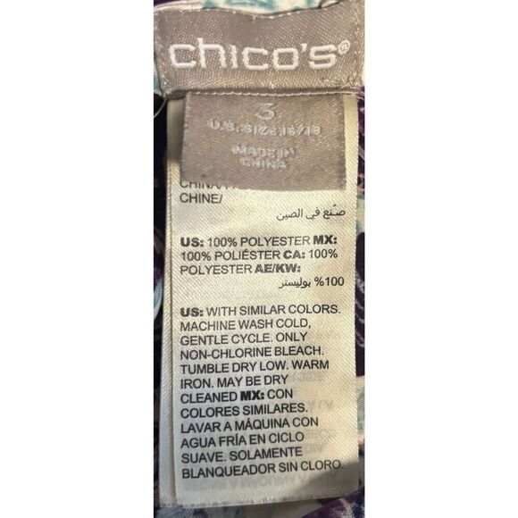 Chico's Tunic Size Extra Large Purple Button Down Boho Paisley Whimsygoth Artsy - Picture 6 of 8